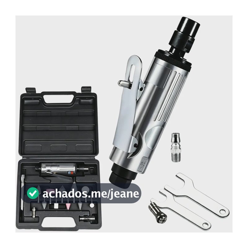 Retífica Pneumática Profissional Naisieka KMJ de Alta Rotação, com Maleta e Kit de Ponteiras para Lixar e Polir Metal