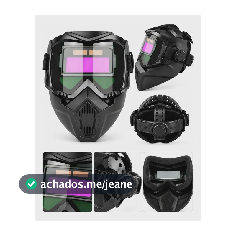 Máscara Solda Full Face Auto Escurecimento Removível Preto Padrão