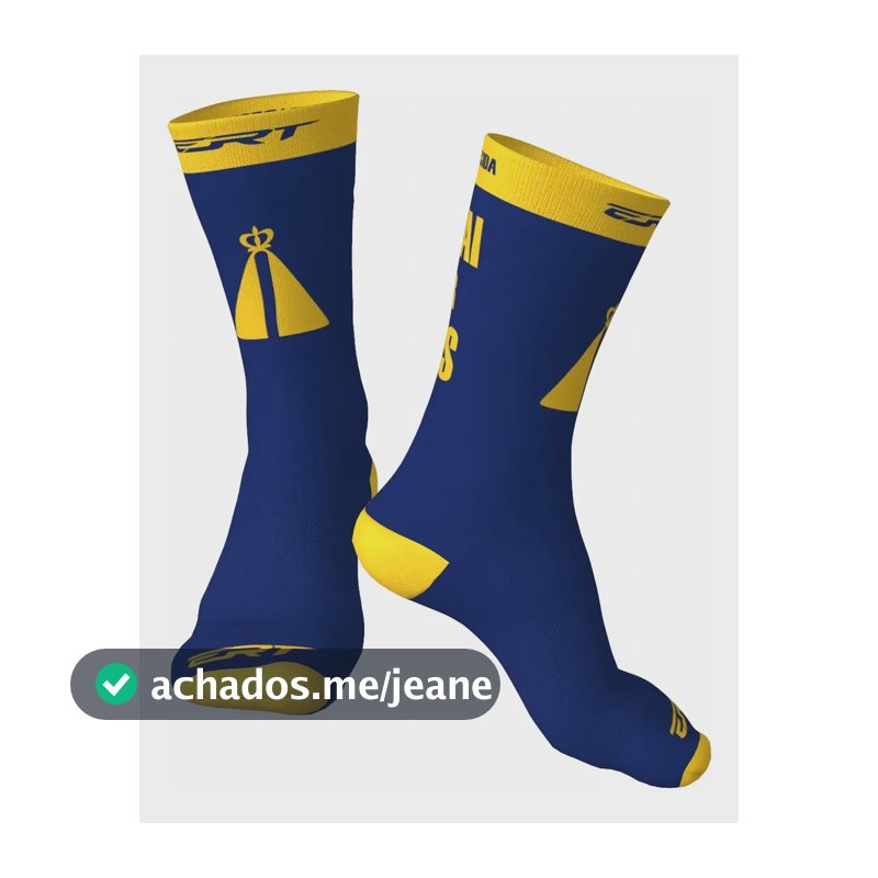 Meia Ciclismo Ert  Bike Mtb Speed Caminho Da Fé Azul Marinho/amarelo 38 Ao 43