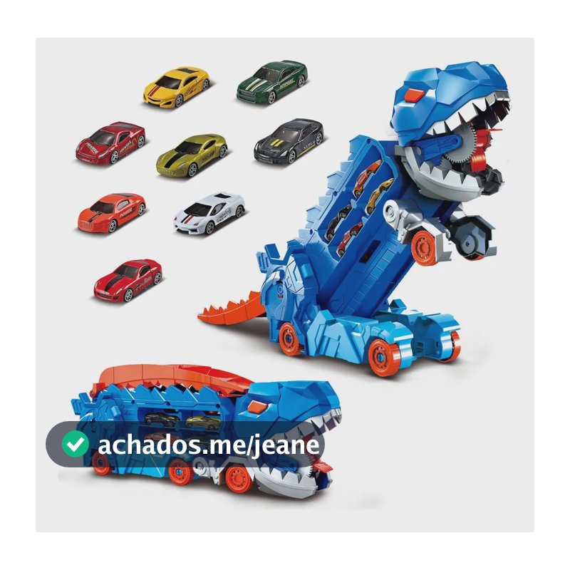 Caminhão Dinossauro Pista Com 4 Carrinhos Maleta Transporte Cor Azul Brinquedo Infantil Educativo Menino Super Brasileirinho