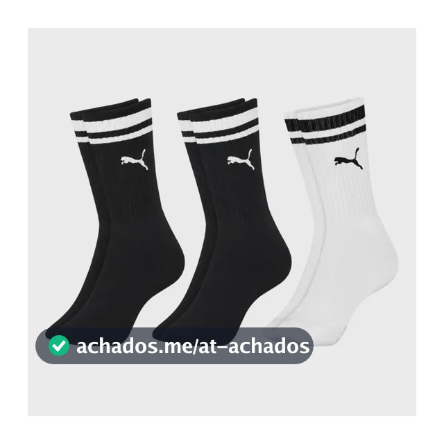 Kit 3 Pares Meias Puma Cano Alto Longo Academia Original