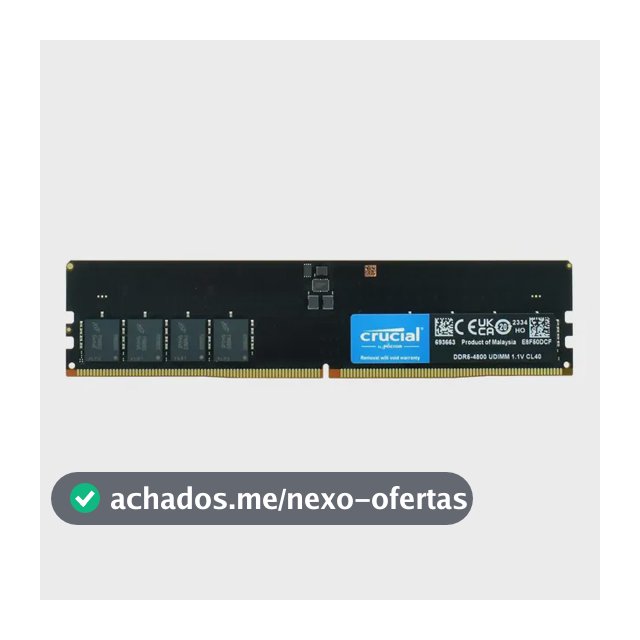 Memória Crucial Cb8gu4800 Udimm, Ddr5, 8gb, 4800mhz