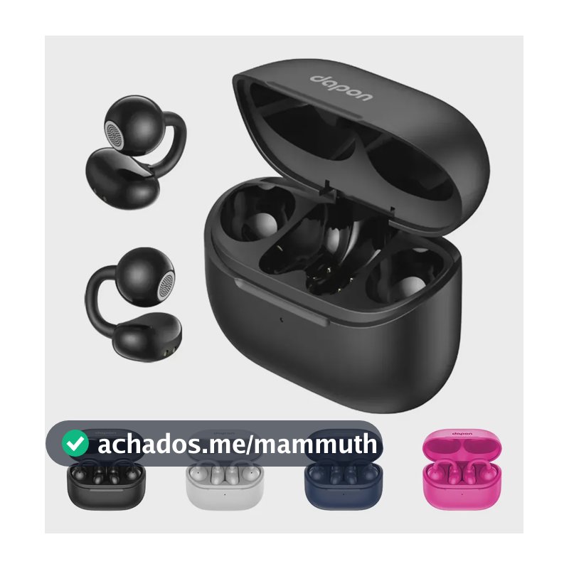 Fone Open Ear Dapon DPF25 Bluetooth 6.0 Sem Fio Com Microfone ENC 6H Tempo de espera de até 200 horas Cor Preto