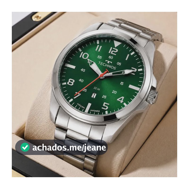 Relógio de Pulso Technos Masculino 2115MYS/1V Casual em Aço Inoxidável Prova D´Agua 50 Metros com Calendário