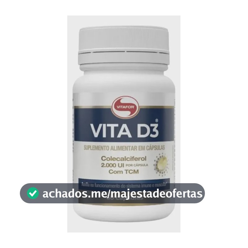 Vita D3 Vitafor - Vitamina D3 60 Cápsulas Sem Sabor Sem Sabor