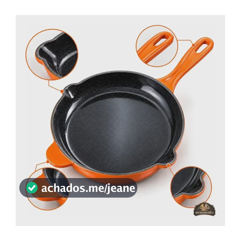 Frigideira Ferro Fundido Esmaltada 27cm Lwg Home Laranja