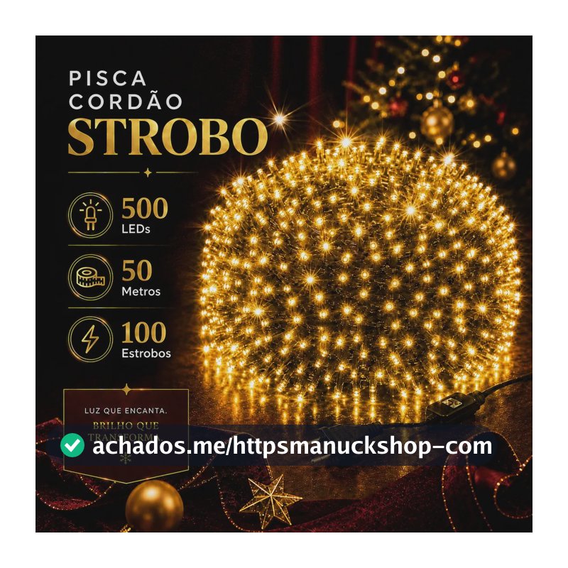 Strobo Natal 500 Leds Pisca 100 Flash 50m Prova D'água Bivolt Branco Quente
