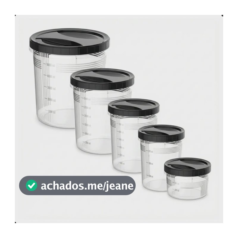 Kit 5 Potes Para Mantimentos Alimentos Plástico Com Tampa Transparente