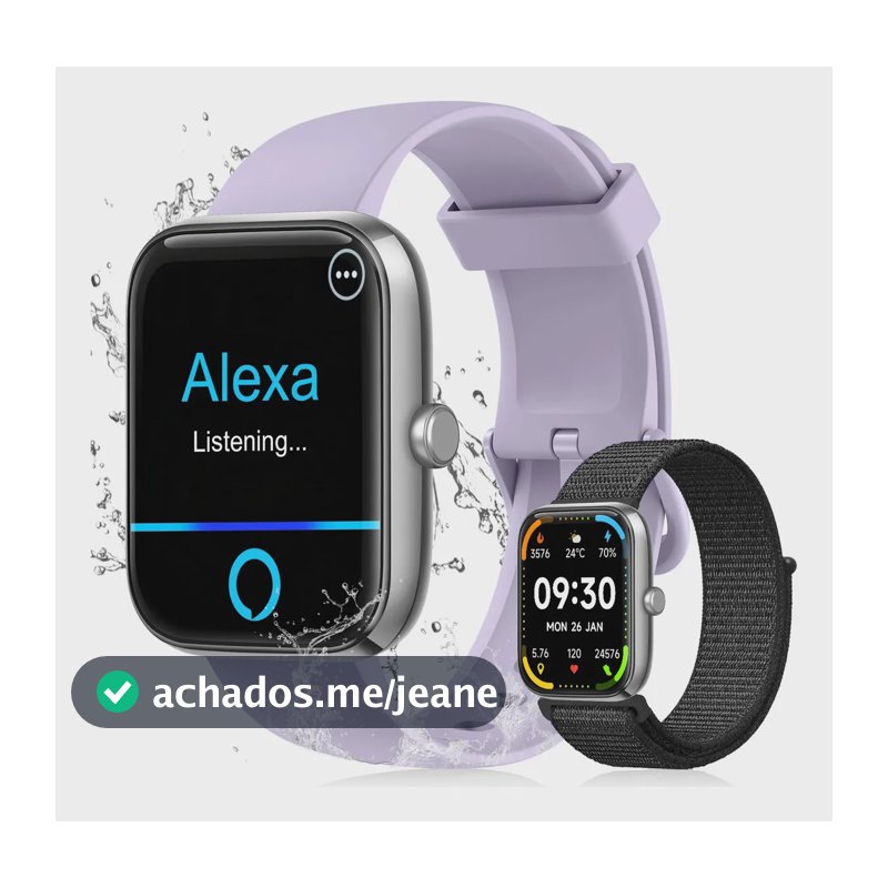 Relógio Inteligente Smartwatch Alexa Chamadas NOVANTE Masculino Feminino Esportivo IP68 Bluetooth Notificações Instantâneas Tela Hd 1.83 300mAh 10Dias Monitor Cardíaco Spo2 Sono Ecg Pagamento Offline