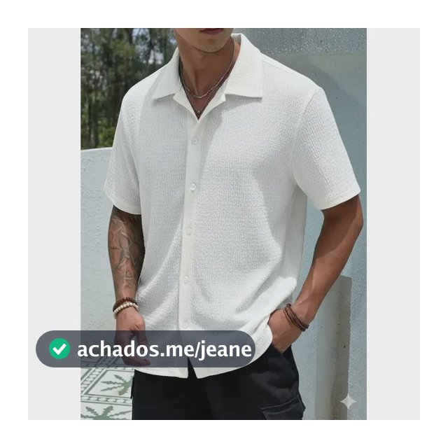 Camisa Casual Masculina Texturizada Com Botões Old Money Damasco Texturizado P