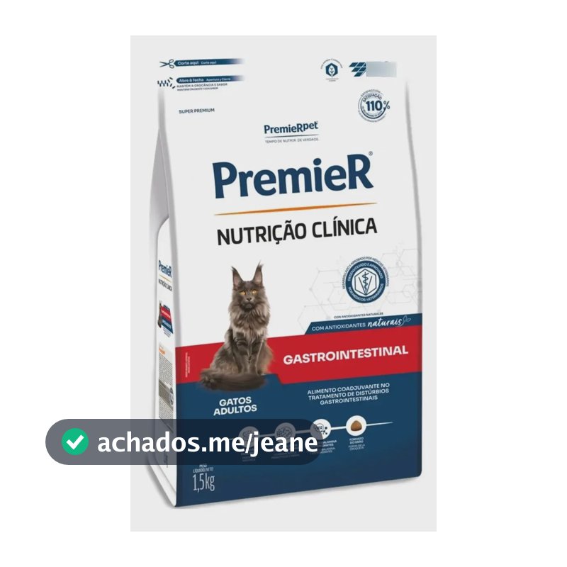Premier Gastrointestinal Gato Adulto 1,5kg Nutrição Clínica