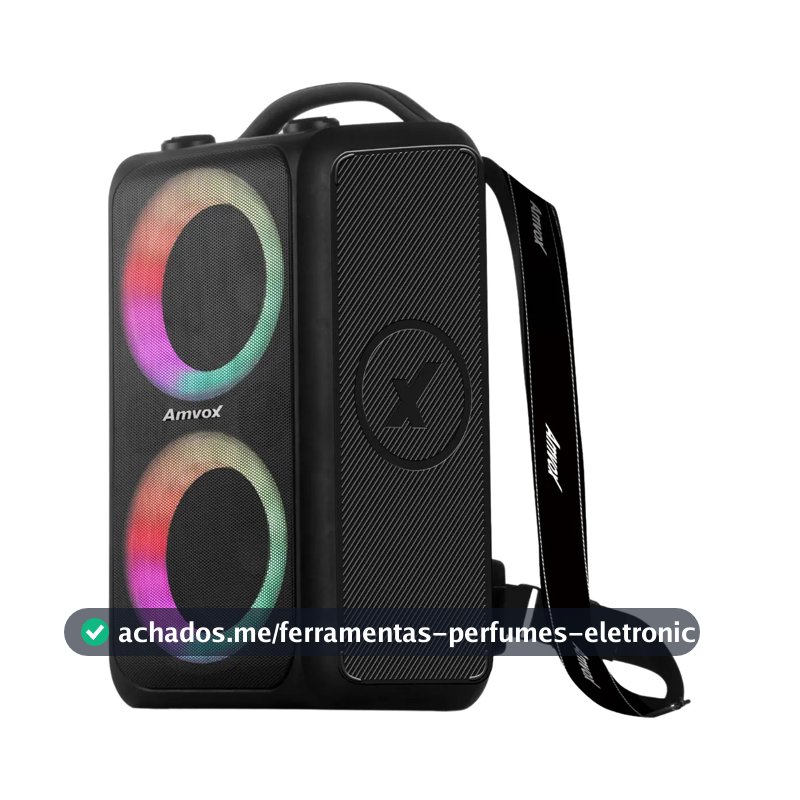 Caixa Som Bluetooth Portátil Amplificada 600W Rms Bateria Potente Amvox Aca 600 Bagvox
