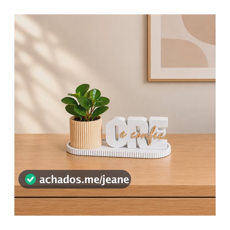 Kit Decorativo Ore E Confie Vaso Bandeja Fé Design Moderno Bege
