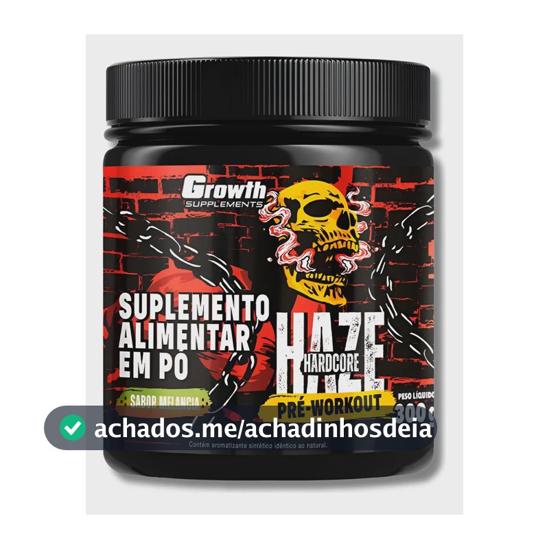 Growth Pré-treino 300g Haze Mais Energia No Treino Sabor Melancia