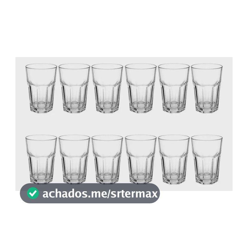 Jogo C/ 12 Copos De Vidro Grosso 340 Ml Resistente