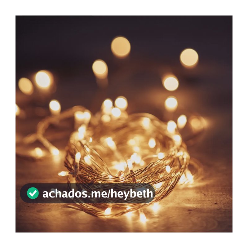 Cordão Pisca-Pisca Natal LED Branco Quente 8m para Interno e Externo