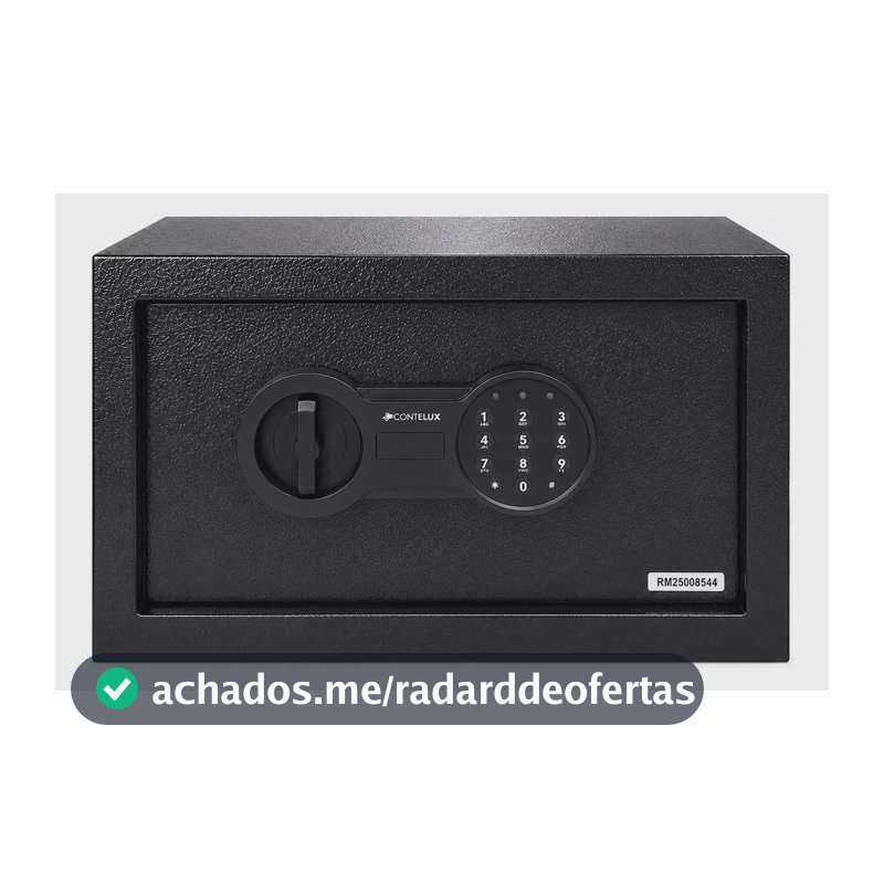 Cofre Eletrônico Digital Contelux Senha Ou Chave 31x20x20 Cor Preto Contelux
