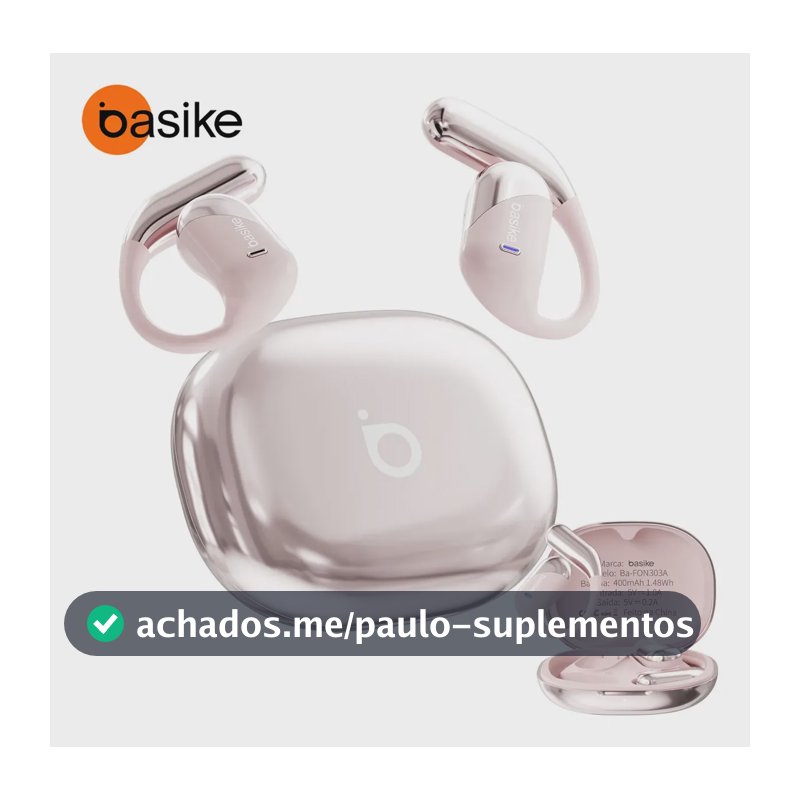 Fone de Ouvido Sem Fio Bluetooth 6.1 Esportivo OWS Com Ganchos Estéreo Hi-Fi com Microfone para Chamadas Claras, Controle de Volume Basike Fone Ouvido para Academia Corrida e Gamer, 100h Standby Rosa