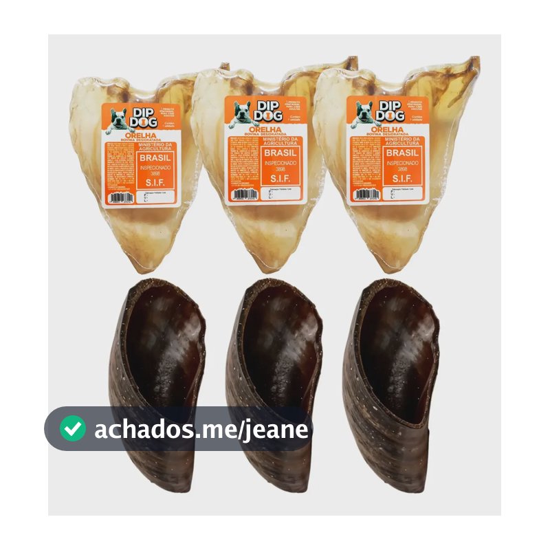 Kit 3 Casco De Boi Para Caes 3un Orelha Bovina Desidratada Natural