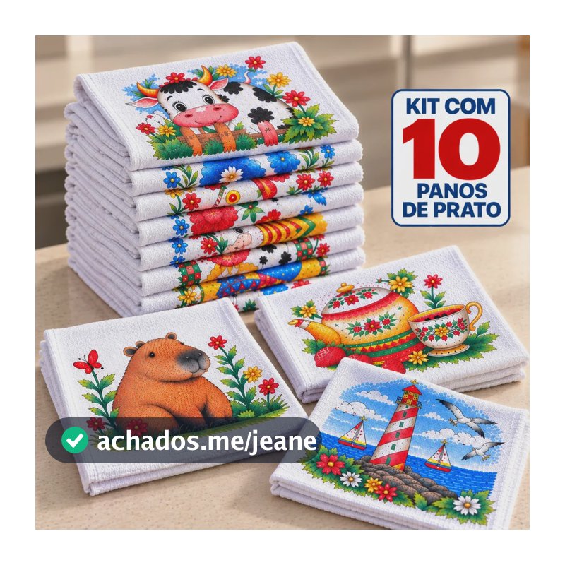 Kit 10 Panos De Prato Cozinha Pano De Copa Louça Secar Pratos Toalha De Prato Multiuso Limpeza Doméstica Mesa Fogão Pia Bancada Casa Lar Churrasco Auxiliar Secagem Tecido Branco Estampado Mandem Jobs
