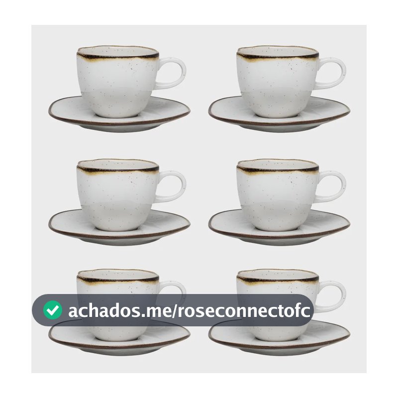 Conjunto 6 Xic Pires Ryo Maresia Off White Marrom 220ml Oxford