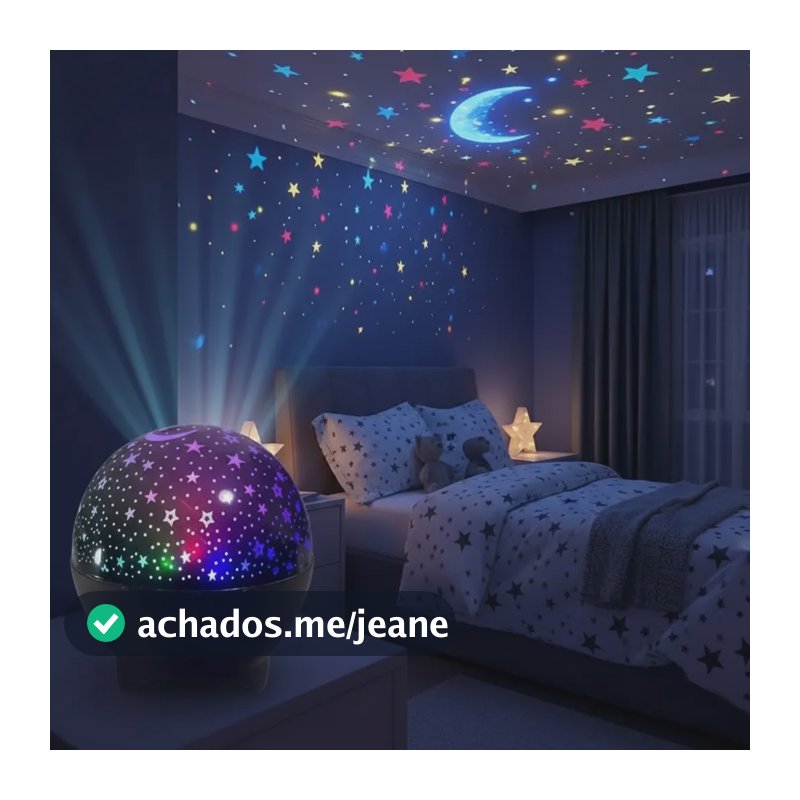 Projetor Estrelado Lua Luz Noturna Decoração Quarto Infantil Preto 127/220v