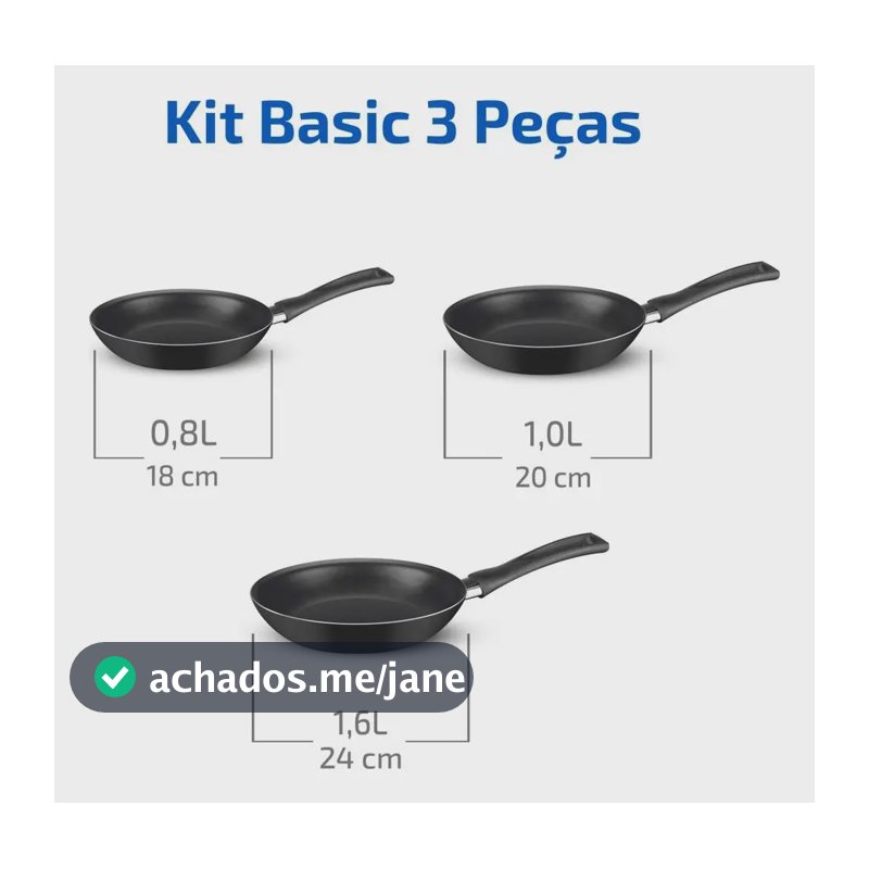 Kit De Frigideiras Antiaderentes Rochedo Basic Com 3 Peças