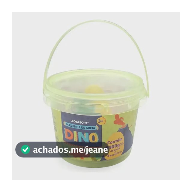 Massinha De Areia Dino Balde 300g + 4 Acessórios Leo&leo
