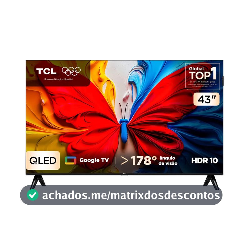 Smart Tv Tcl 43 Polegadas Qled Full Hd S5k Wifi Bluetooth Google Tv 2 Hdmi Hdr10 Dolby Audio 43s5k