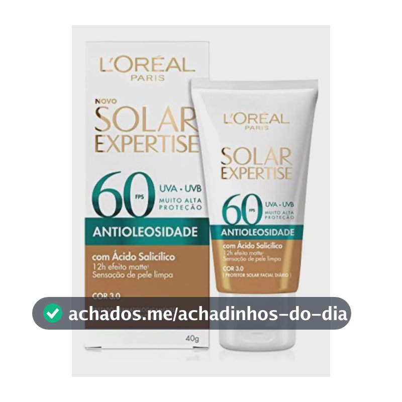 Protetor Solar Facial L'Oréal Paris Solar Expertise Antioleosidade Fps60 Cor 3.0 Média 40g