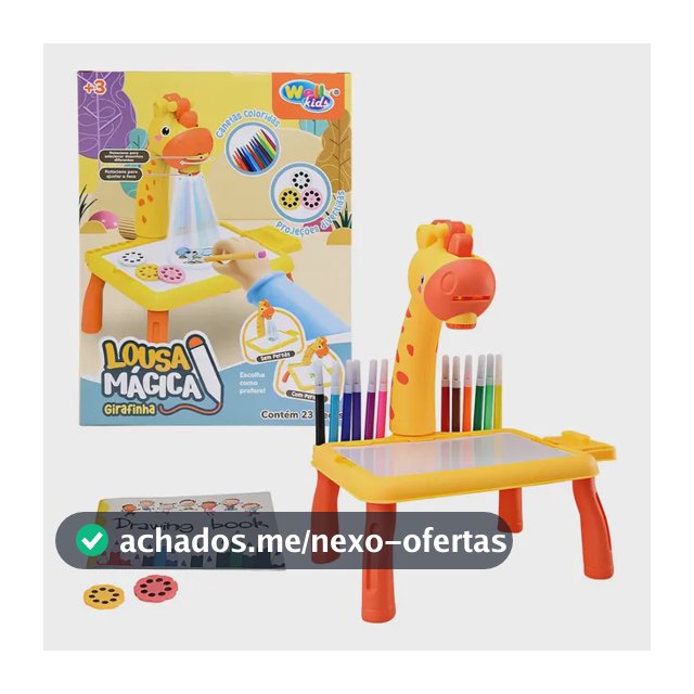 Lousa Mágica Mesinha C/ Projetor Girafinha Diversão- Amarelo