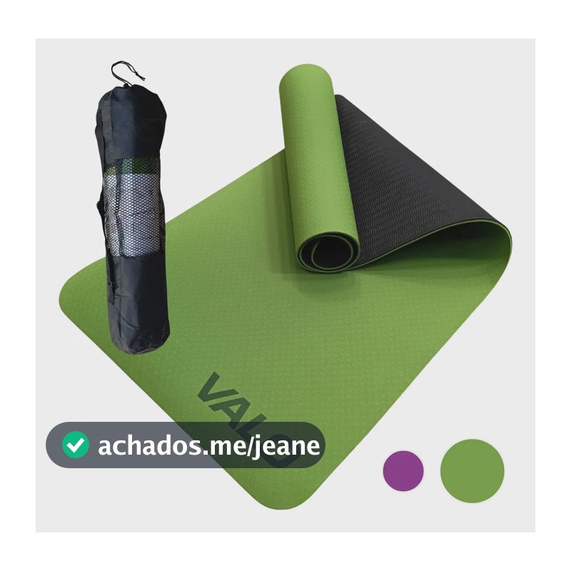 Tapete De Yoga Mat Pilates Exercícios Tpe Antiderrapante 6mm Cor Verde E Preto
