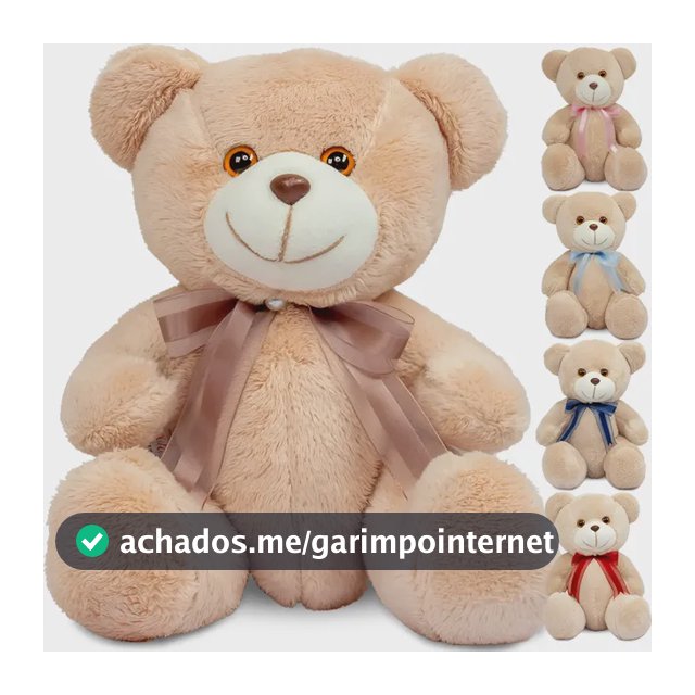 Ursinho De Pelúcia Enfeite Laço Decoração Antialérgico 20cm