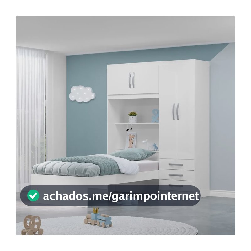 Guarda Roupa Infantil Com Cama 4 Portas 3 Gavetas Lisboa Wt Branco/pink