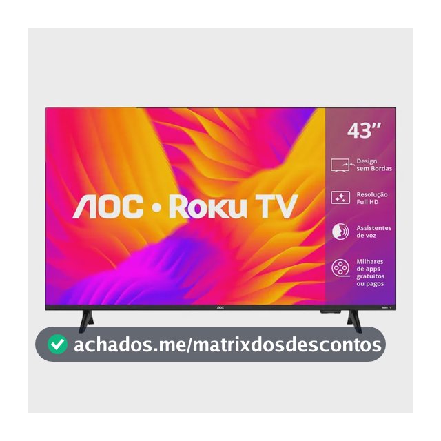 Smart Tv Aoc Led 43 Full Hd Wi-fi Roku Tv Sem Bordas