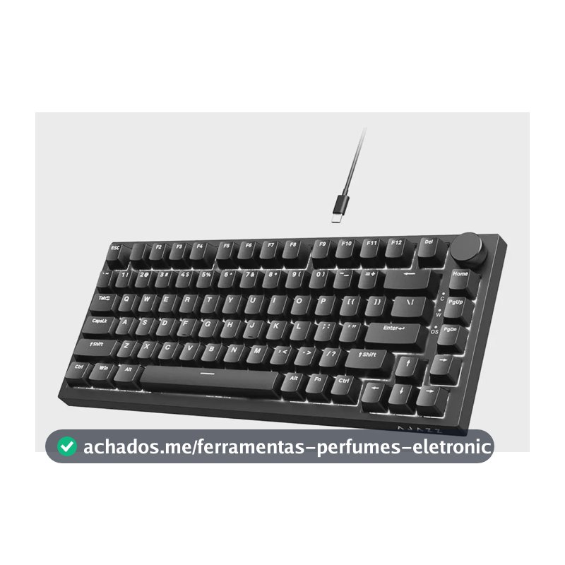 Teclado Mecânico Ajazz Ak820 75% Hot Swappable Retroiluminado Preto