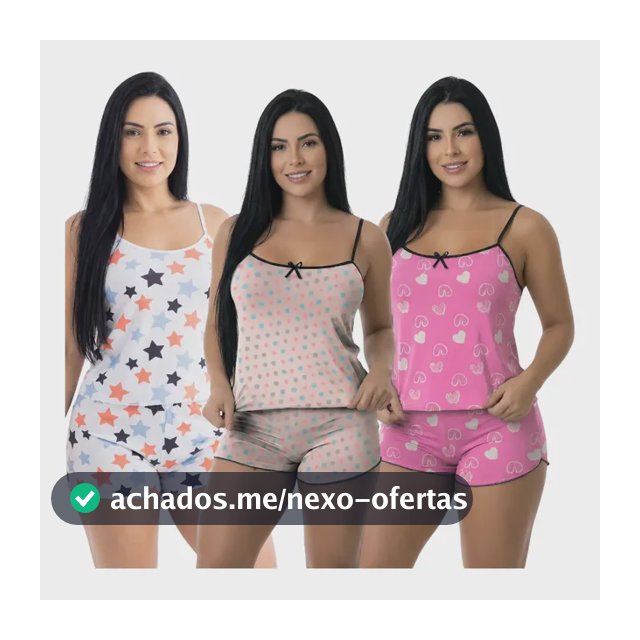 Kit 3 Baby Doll Pijamas Feminino Short Dormir