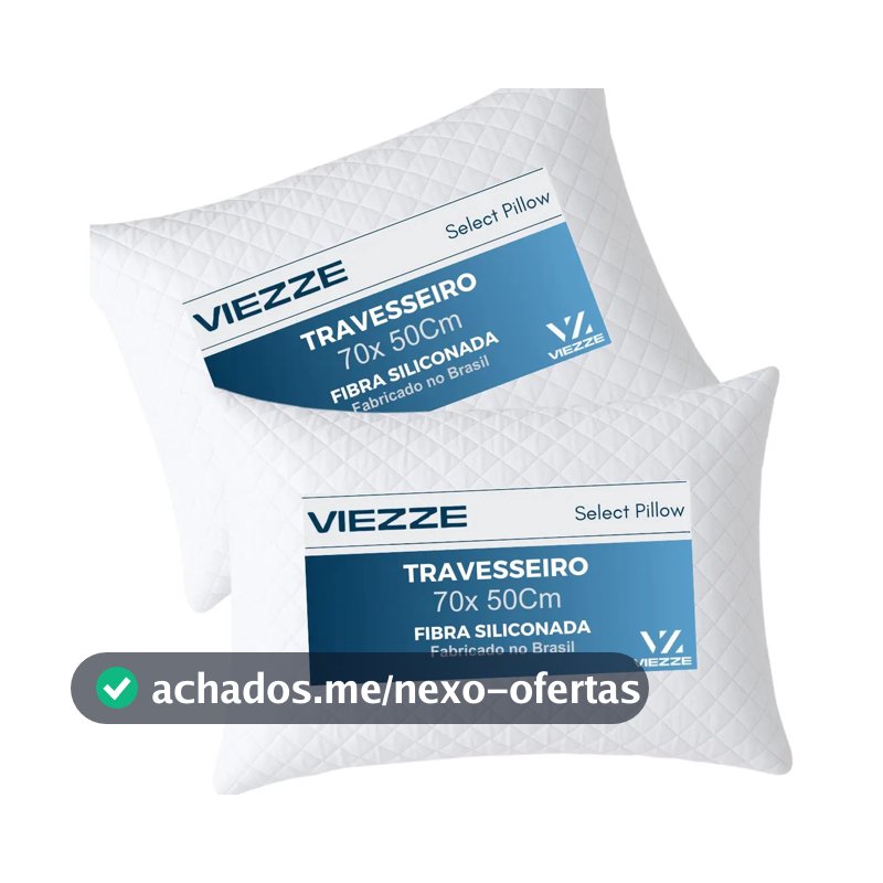 Kit 2 Travesseiros Luxo Matelado Fibra Antialérgica 70x50cm Branco
