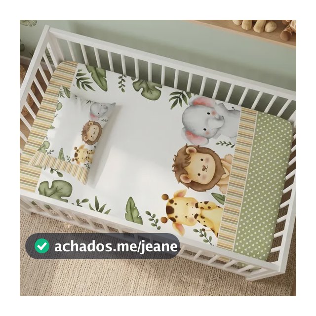 Lençol Berço 2 Peças Safari (lençol + Fronha) Quarto De Bebê