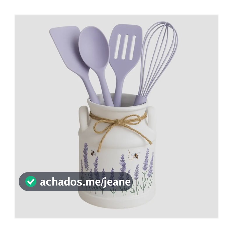 Porta Utensílios Talher Cozinha Cerâmica Decorativa Lavanda Lavanda