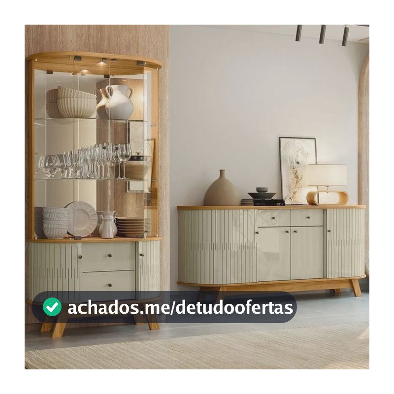Conjunto Buffet Mônaco E Cristaleira Moss Ec Cumaru/opala