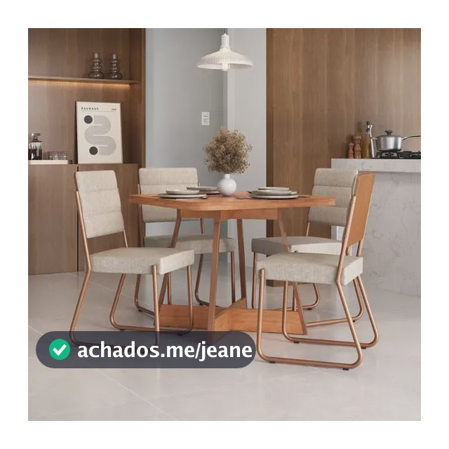 Conjunto Sala Jantar 4 Cadeiras Charlotte Carraro Nogal Rose