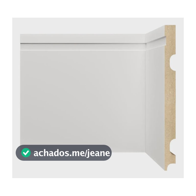 Rodapé De Mdf 20cm X 15mm X 2,40m Com Friso Moldufama 2002 Branco Frisado
