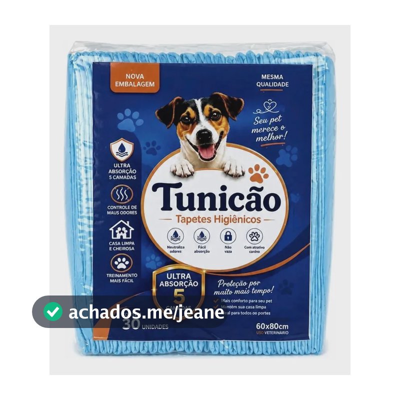 Tapete Higiênico Para Cachorros 60x80cm 30 Unid - Tunicão Azul