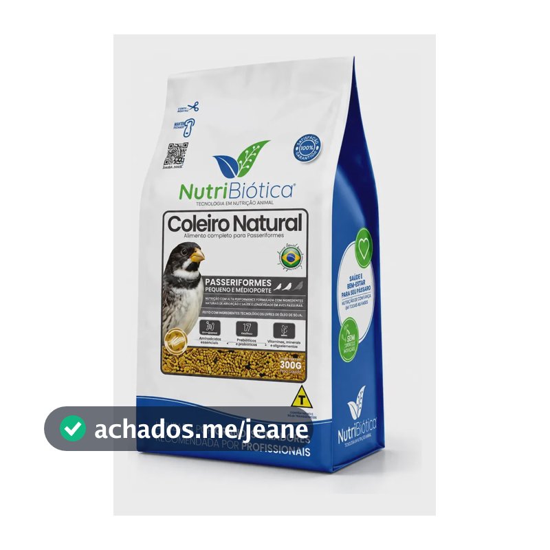 Ração Coleiro Nutribiótica 300g Extrusada Super Premium