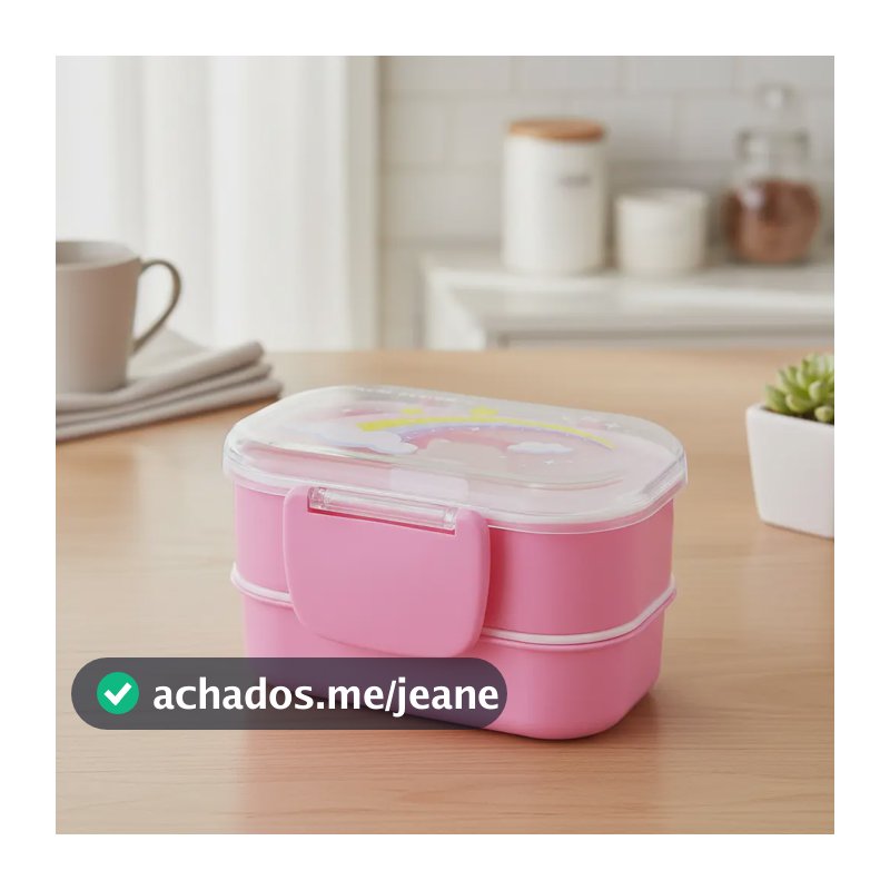 Pote Marmita Infantil Rosa 2 Andares 400ml Com Talheres Jacki Design