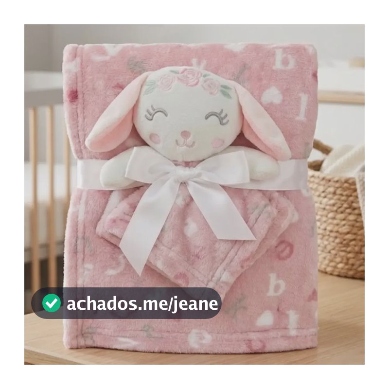 Kit Manta Naninha Bebê Pelúcia Infantil Bichinho Bene Casa Coelhinha Coral