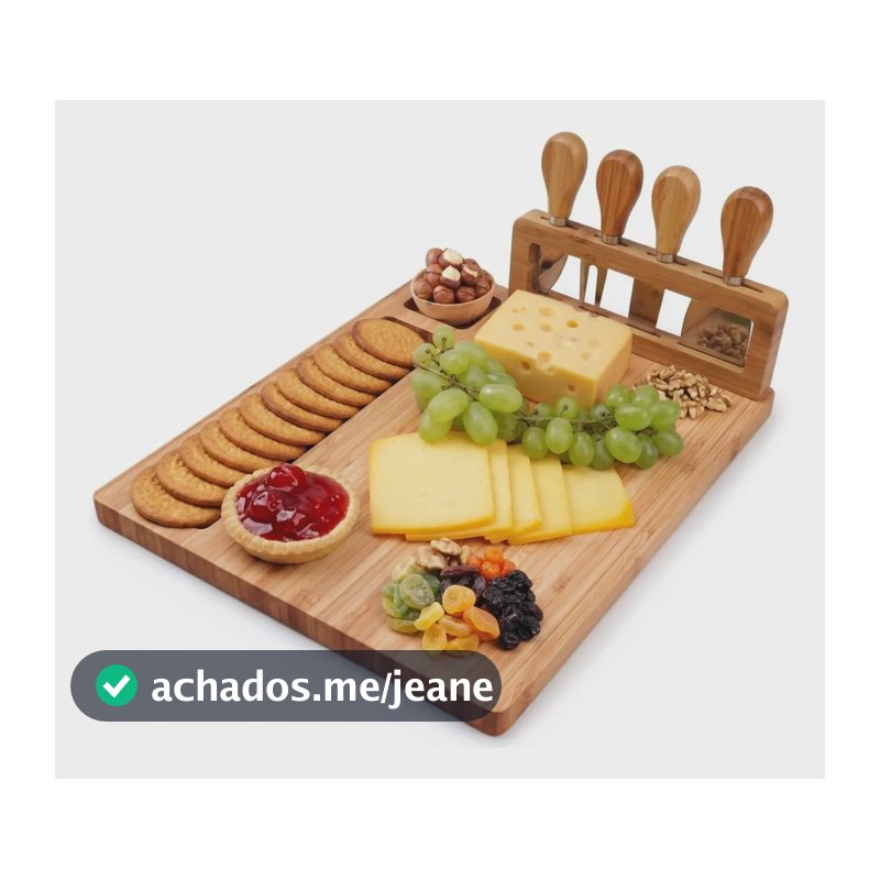 Tabua Queijos E Frios + Kit Espátulas 04 Peças