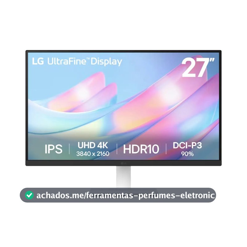 Monitor LG UltraFine - Tela IPS UHD 4K 27", HDR10, DCI-P3 90% , Dynamic Action Sync, Branco– 27US500