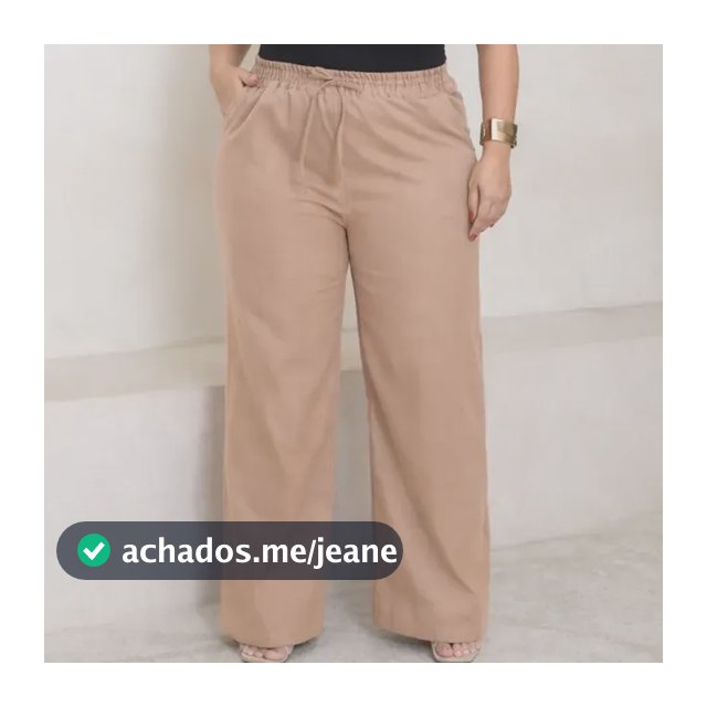 Calça Plus Size Pantalona Wide Leg De Linho